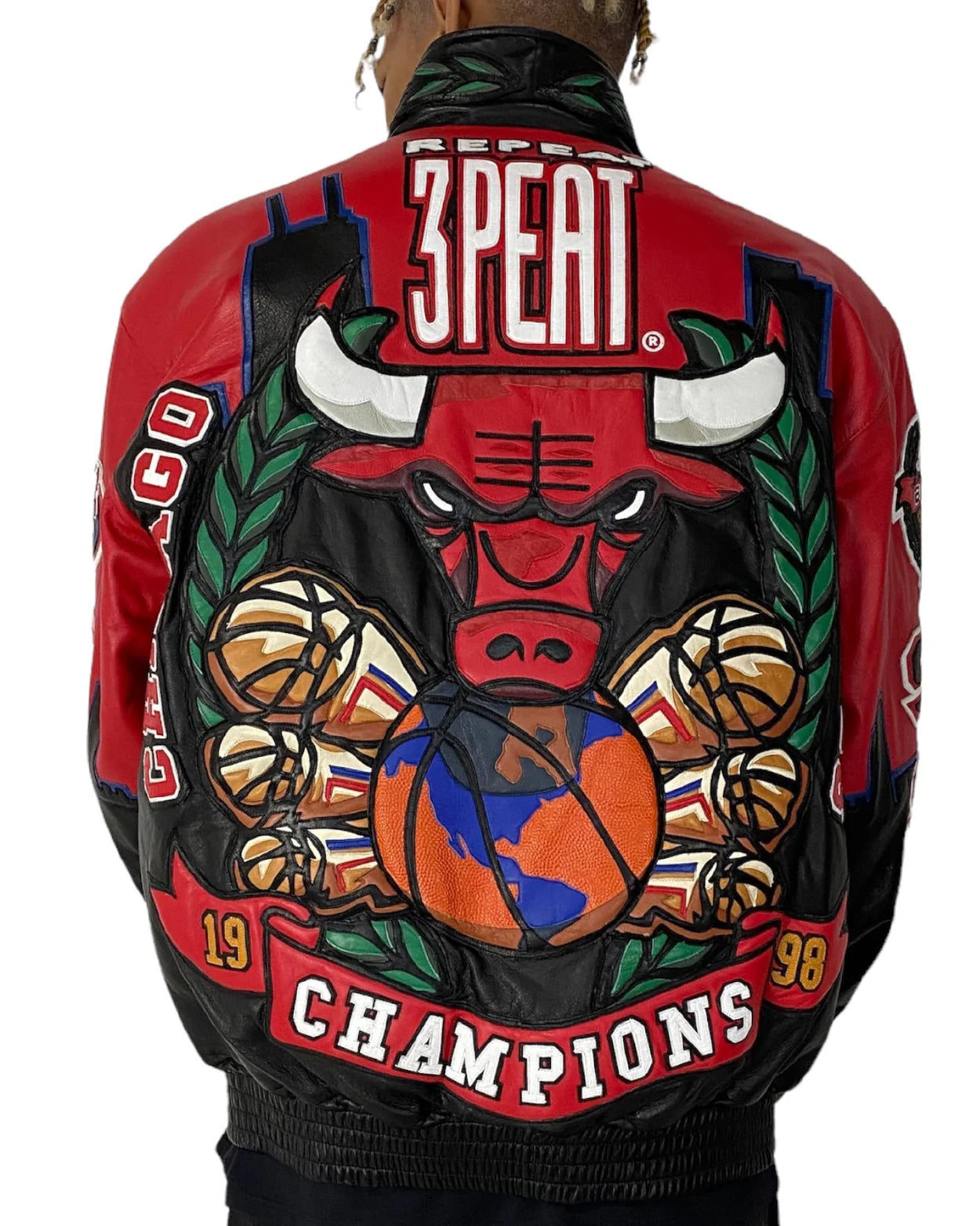 Chicago Bulls 3-peat Championship Leather Jacket