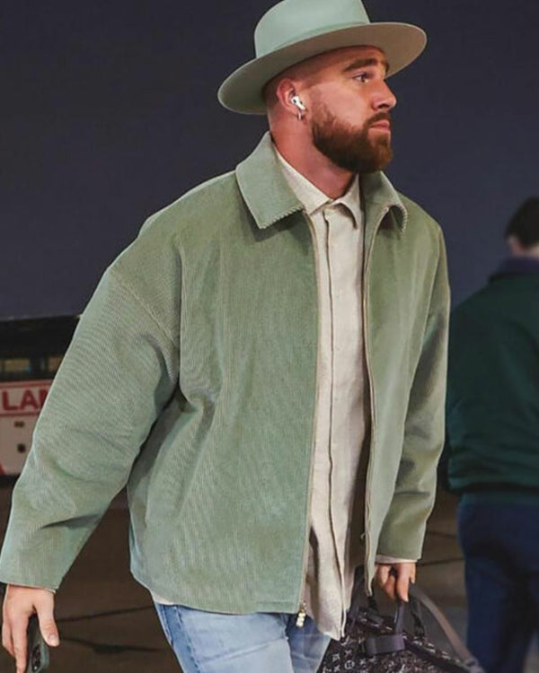 Lambeau Field Travis Kelce Mint Green Corduroy Jacket