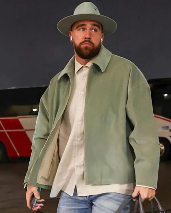 Lambeau Field Travis Kelce Mint Green Corduroy Jacket