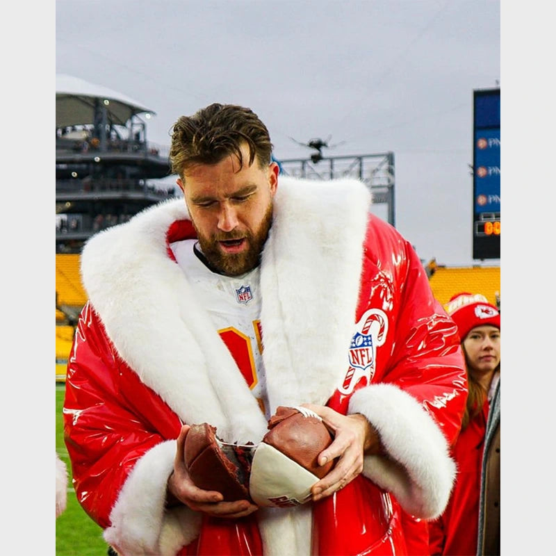 Travis Kelce Red Christmas Coat