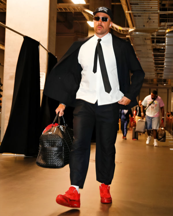 Travis Kelce Chiefs vs Falcons Game Black Suit