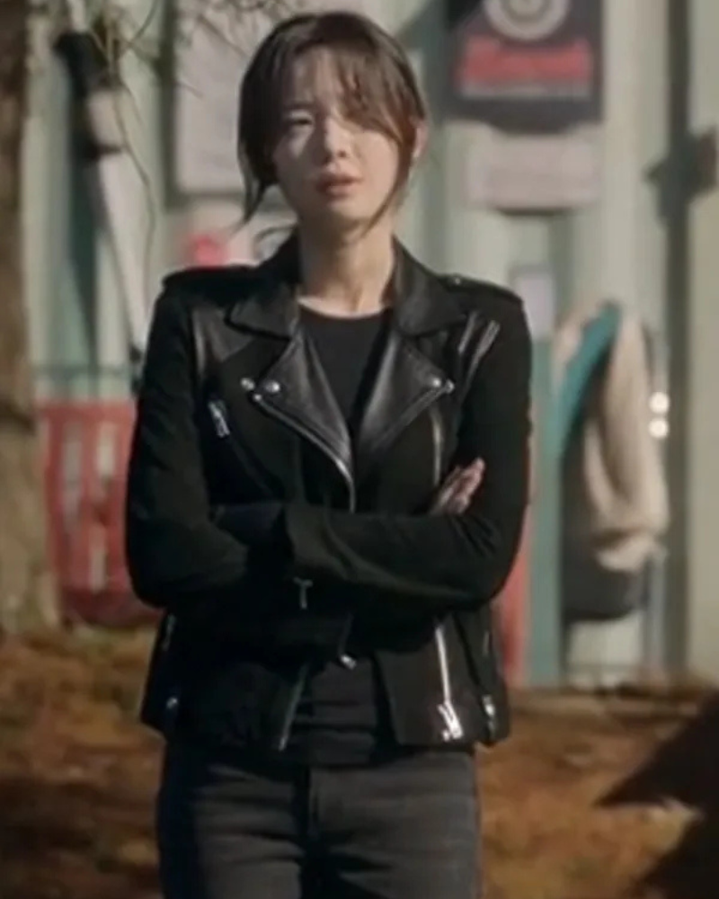 Yoo In-young The Trunk Tv Series Black Biker Jacket