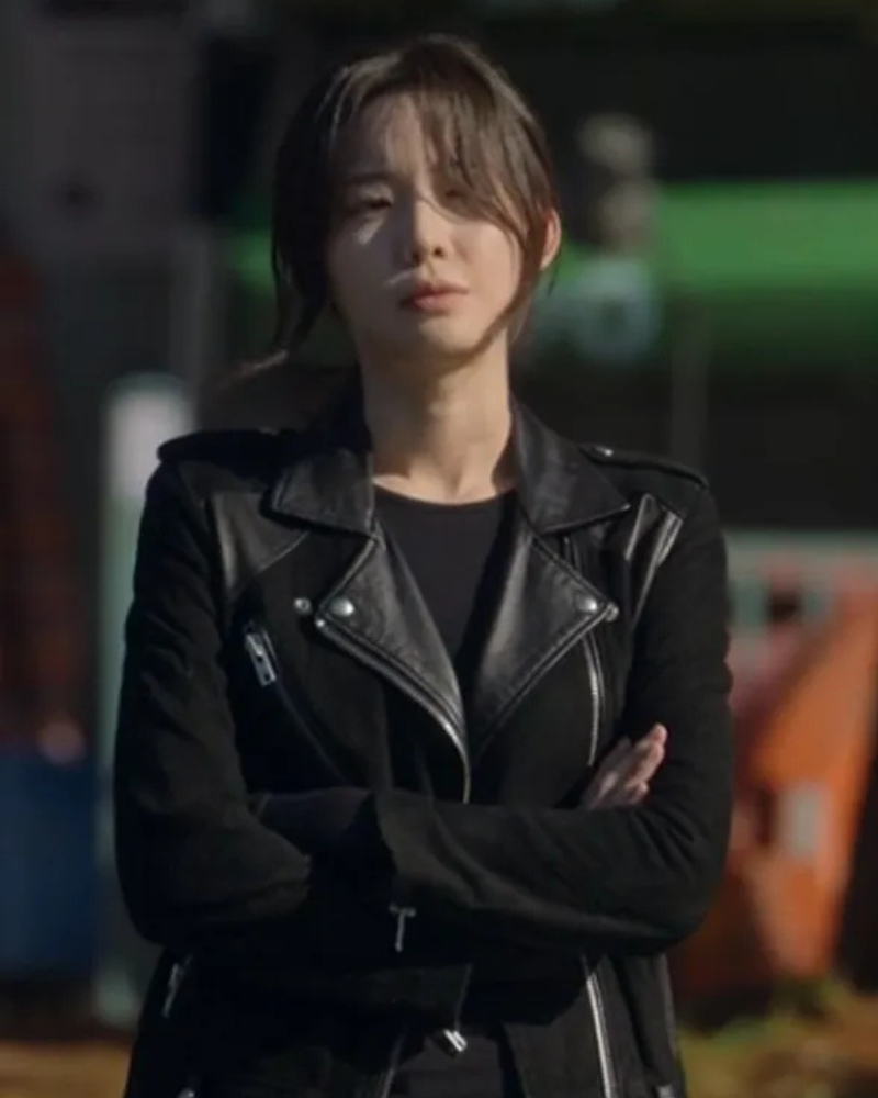 Yoo In-young The Trunk Tv Series Black Biker Jacket