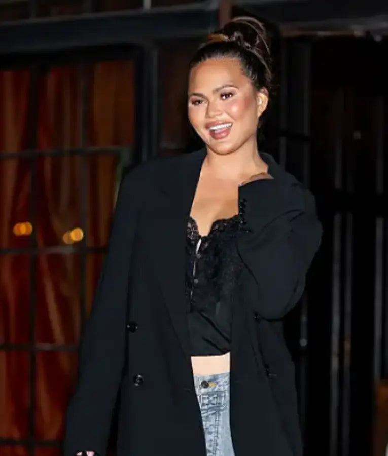 Chrissy Teigen NYC 2025 Black Blazer