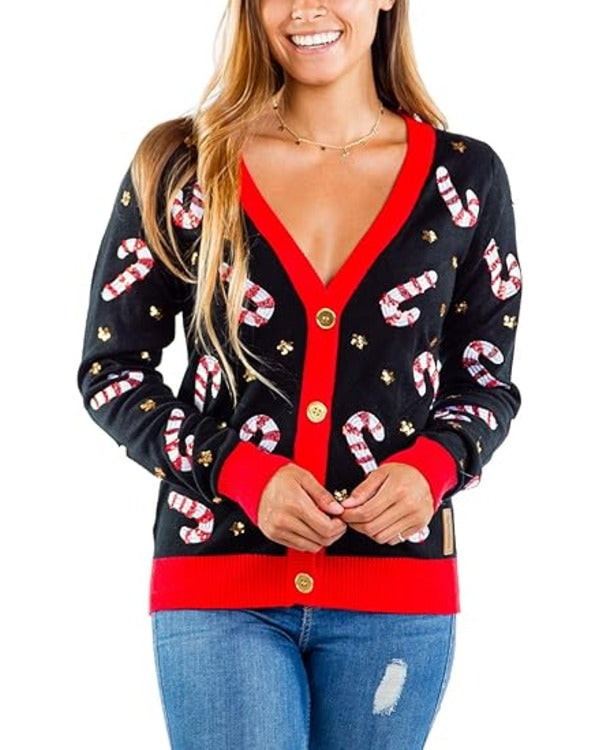 Elsbeth S02 Carrie Preston Candy Cane Christmas Cardigan