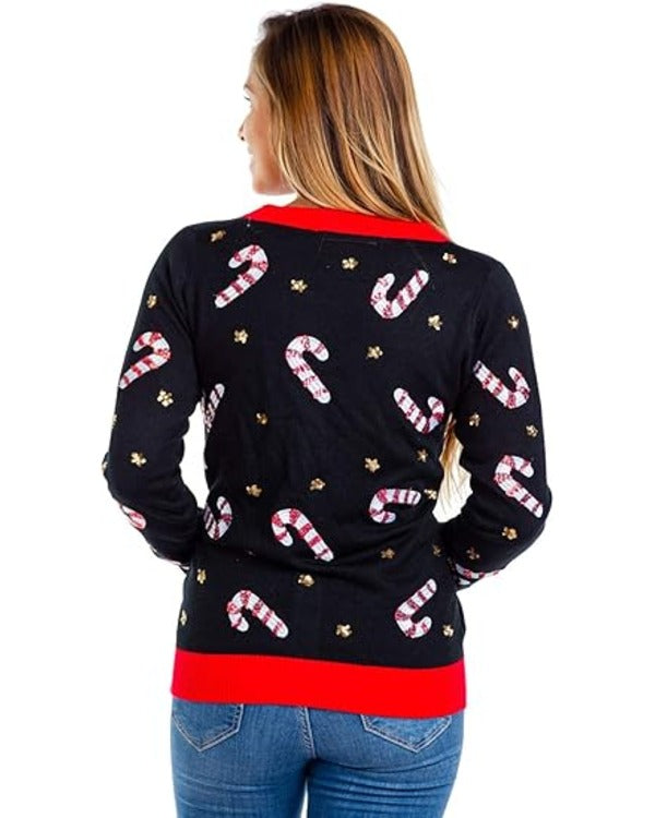 Elsbeth S02 Carrie Preston Candy Cane Christmas Cardigan