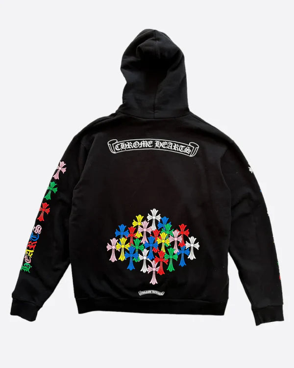 Chrome Hearts Black Multicolor Cross Hoodie