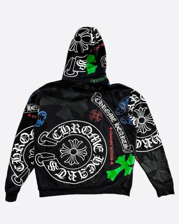 Chrome Hearts Black Multicolor Stencil Hoodie