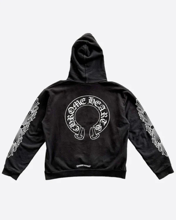 Chrome Hearts Black & White Horseshoe Logo Hoodie