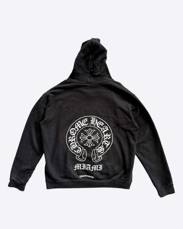 Chrome Hearts Black & White Miami Horseshoe Logo Hoodie