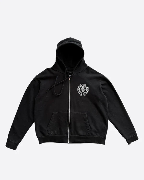 Chrome Hearts Black & White Miami Horseshoe Logo Hoodie