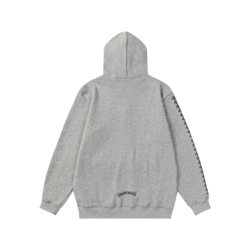 Chrome Hearts Front Logo Grey Zip Up Hoodie