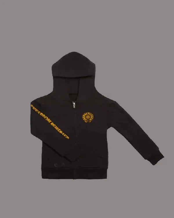 Chrome Hearts Kids Yellow Zip-up Hoodie – Black