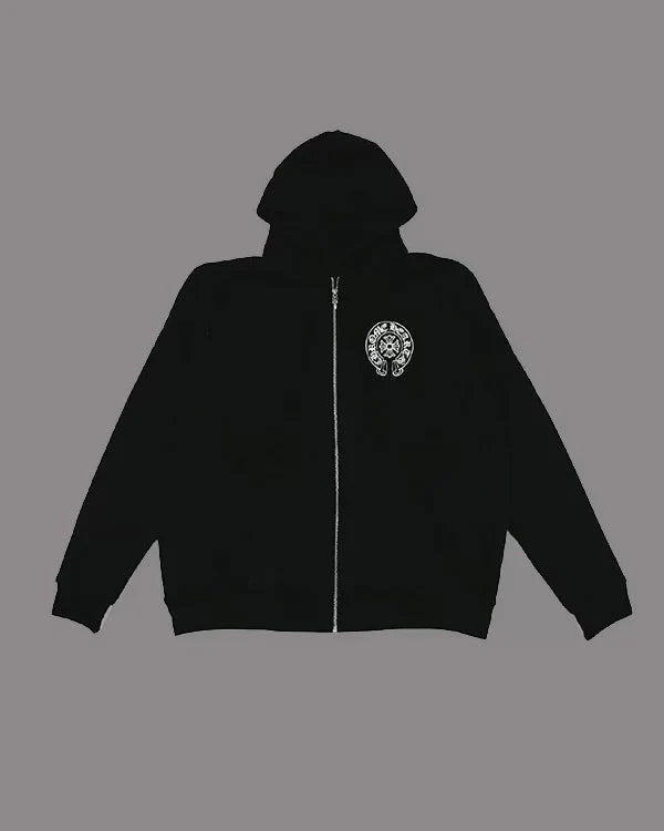 Chrome Hearts Malibu Exclusive Horse Shoe Zip Up Hoodie – Black