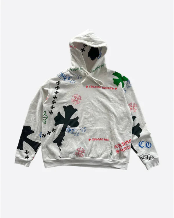 Chrome Hearts White Multicolor Stencil Hoodie