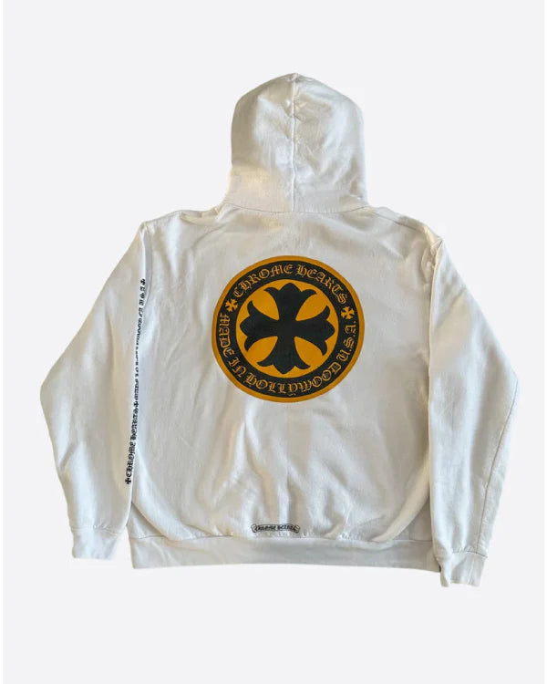 Chrome Hearts White & Yellow Cross Logo Hoodie