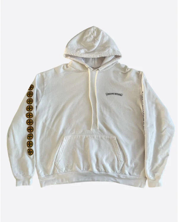 Chrome Hearts White & Yellow Cross Logo Hoodie