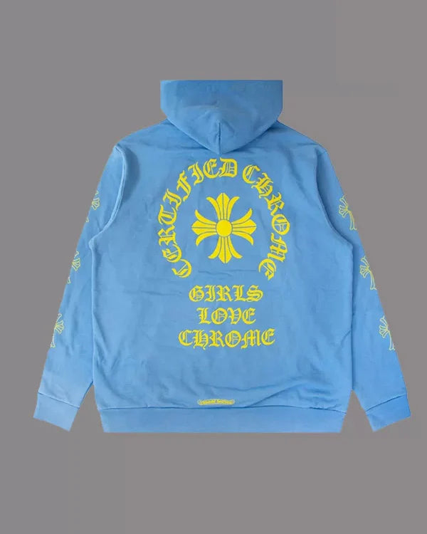 Chrome Hearts X Drake Girls Love Chrome Hoodie – Blue