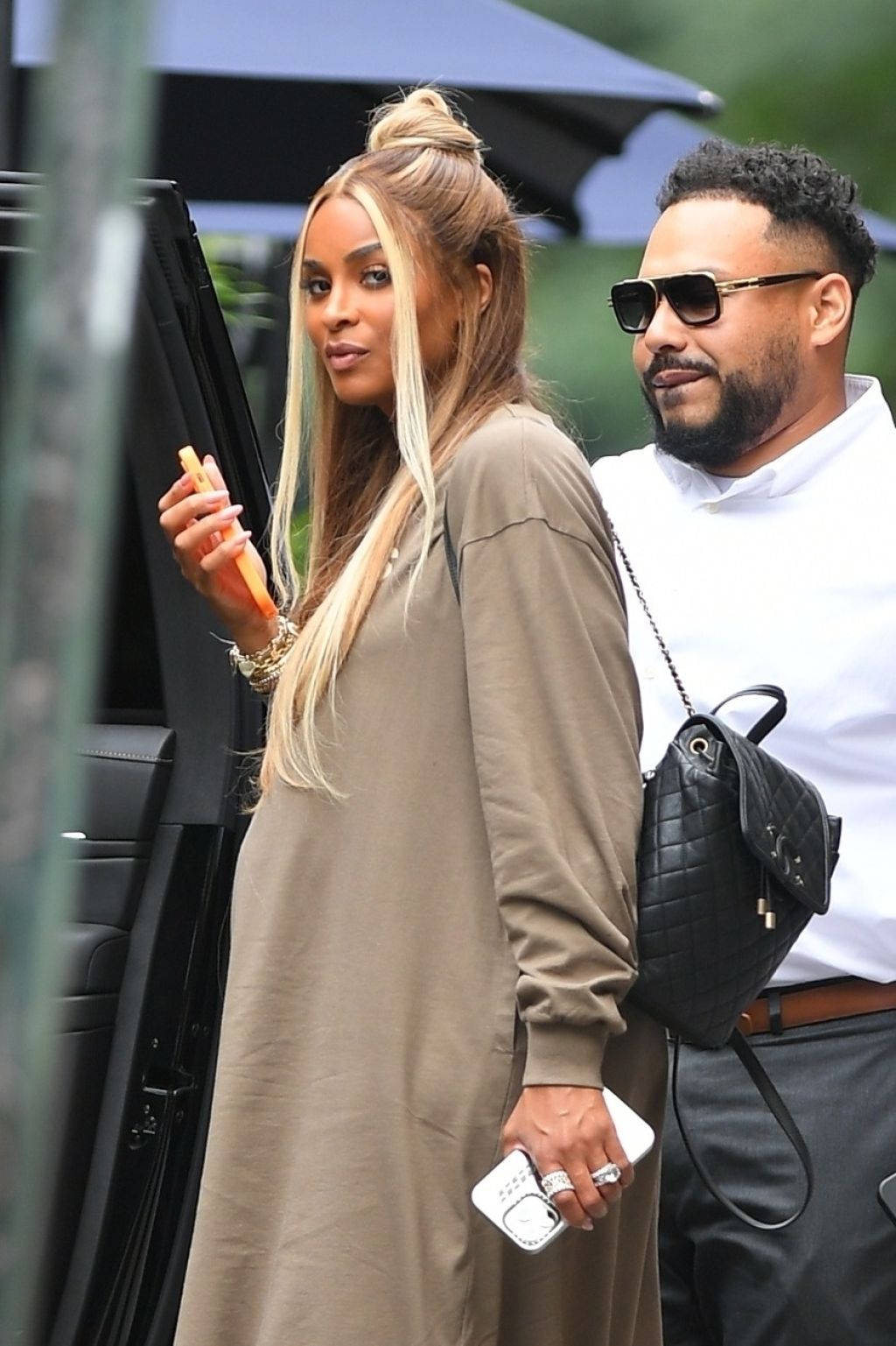 Ciara At Sadelle’s In Newyork Brown Midi Dress