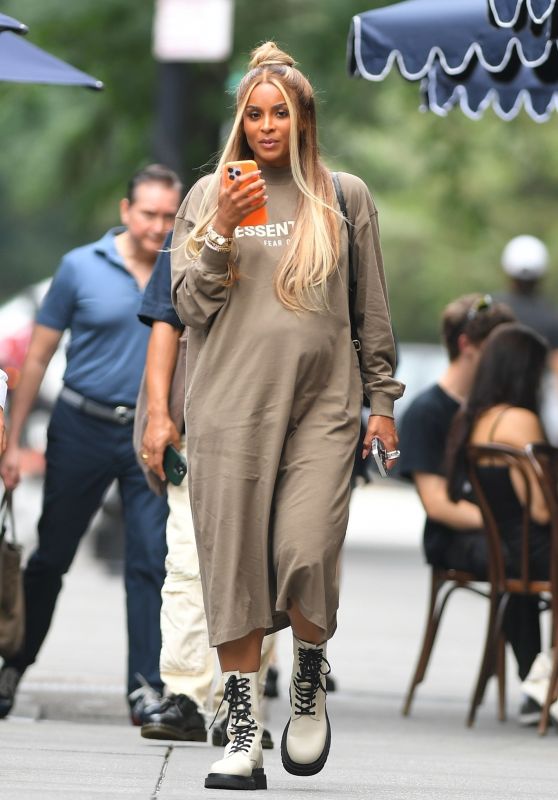 Ciara At Sadelle’s In Newyork Brown Midi Dress