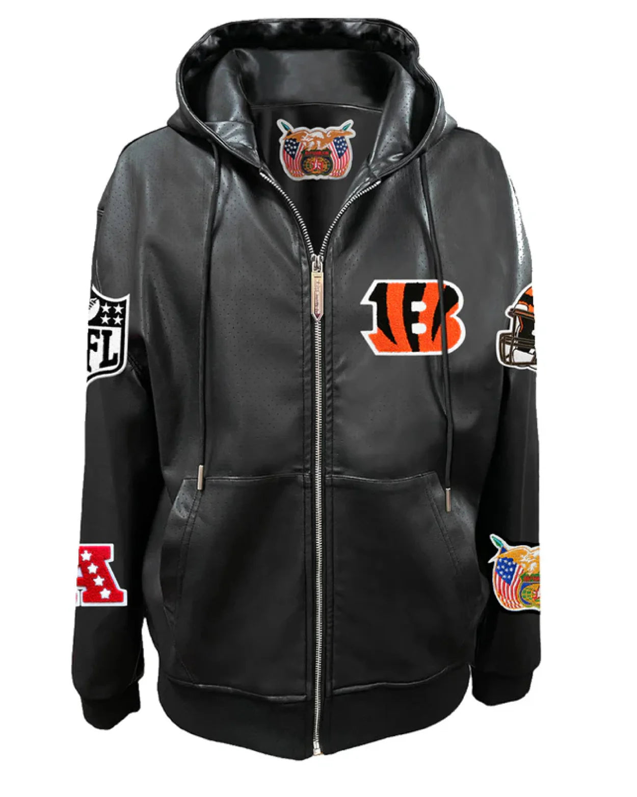 Cincinnati Bengals Lightweight Vegan Zip-up Hooded Jacket