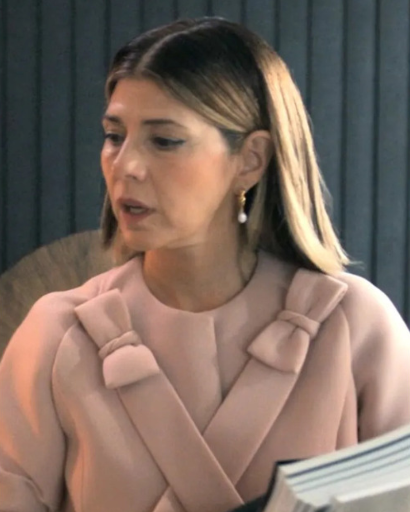 Upgraded 2024 Marisa Tomei Dusky Pink Bow Jacket
