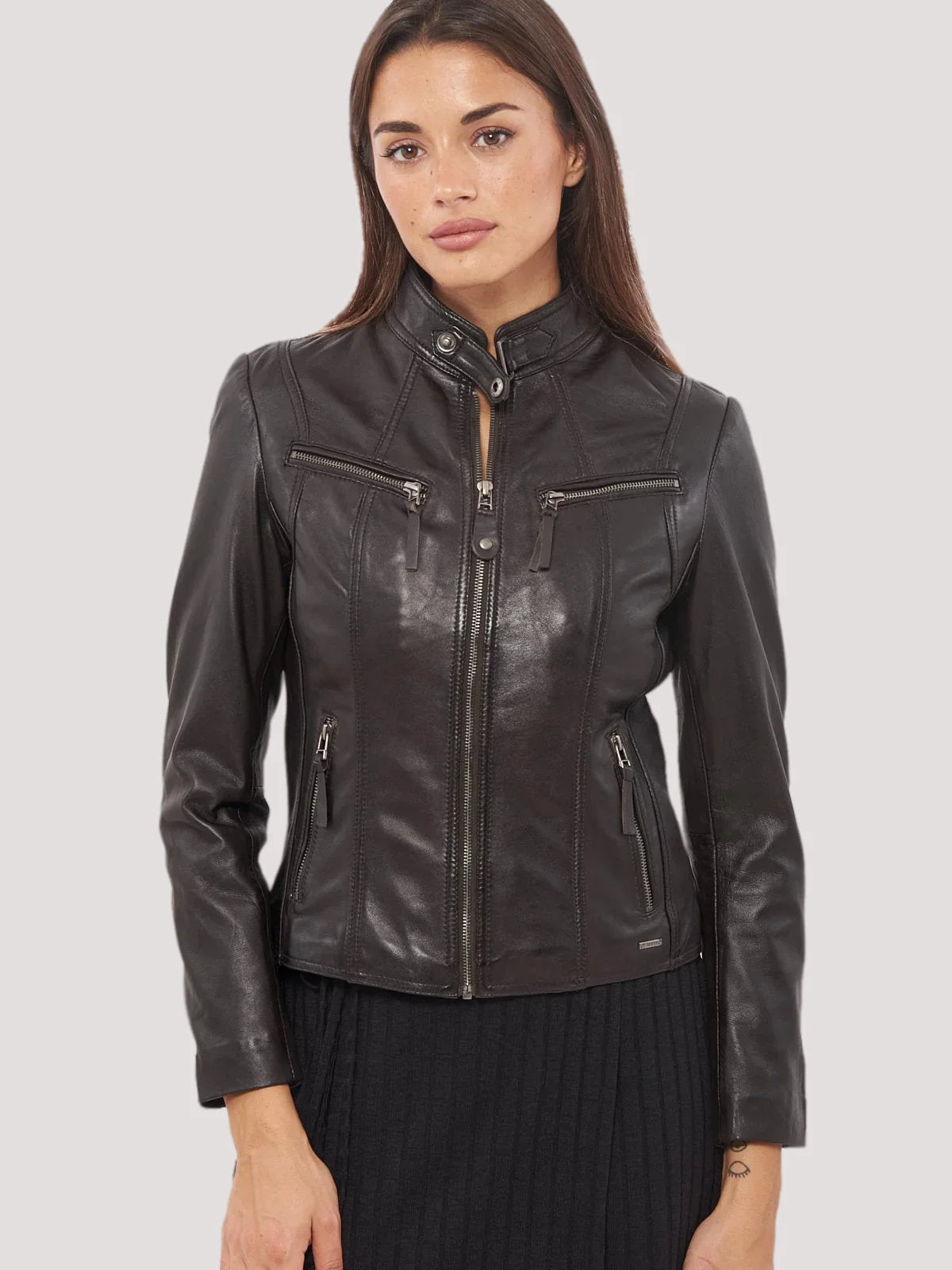 ClassicsFrontPocketBrownLeatherJacket.