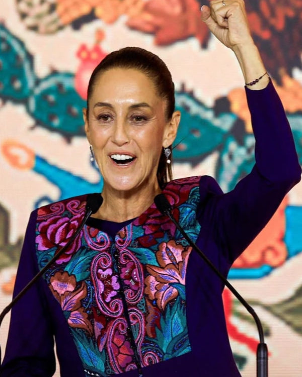Claudia Sheinbaum Purple Printed Jacket