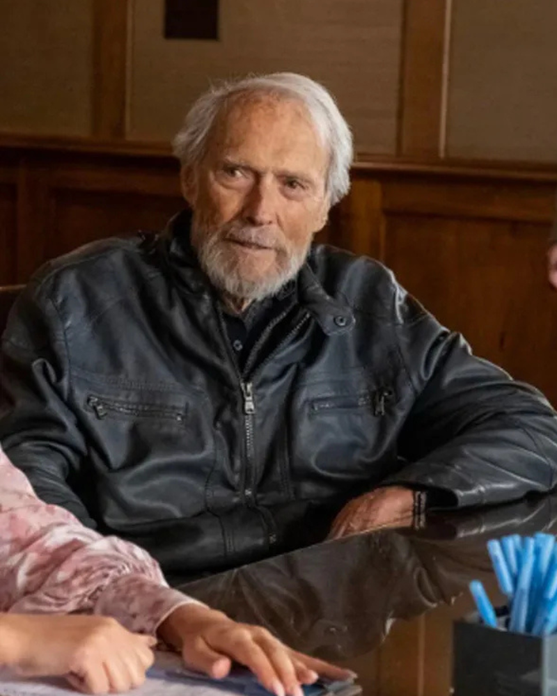 Clint Eastwood Juror #2 2024 Black Leather Jacket
