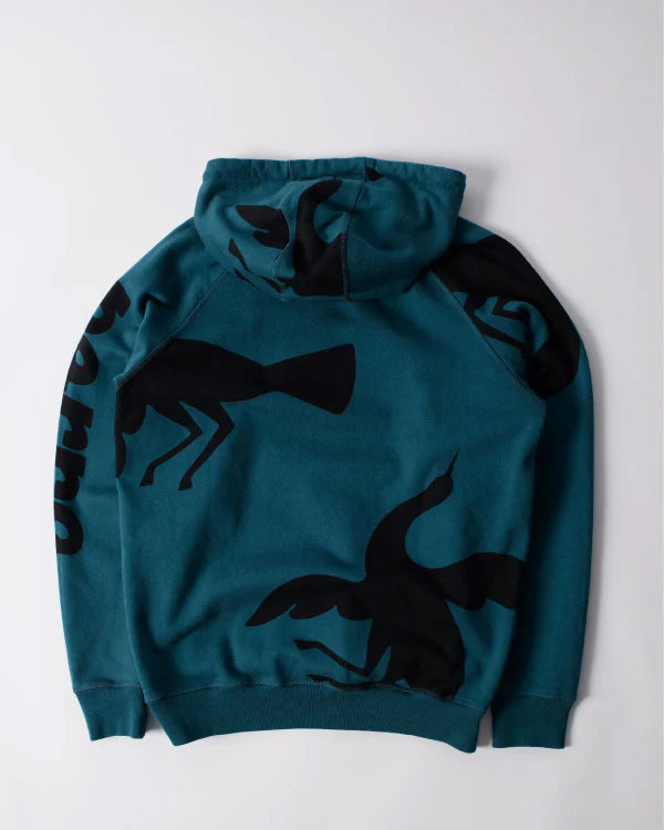 Clipped Wings Hooded Sweatshirt Deep Sea Green