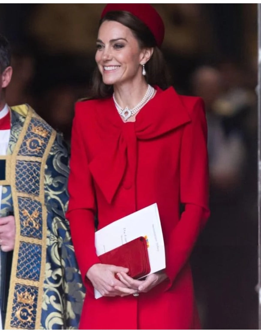 Kate Middleton Commonwealth Day Red Bow Coat