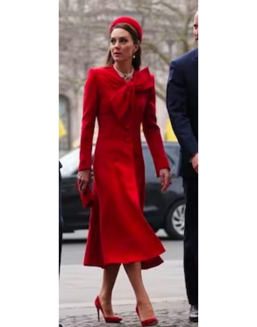 Kate Middleton Commonwealth Day Red Bow Coat