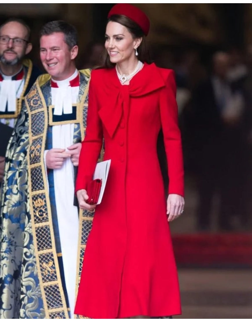 Kate Middleton Commonwealth Day Red Bow Coat