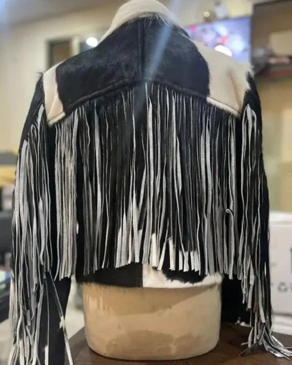 Cowhide Black And White Fringe Jacket