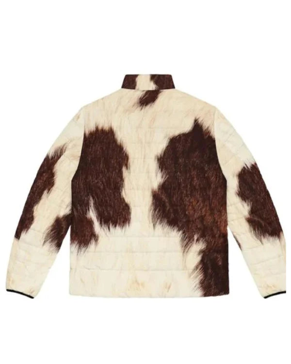 Cowhide Fur Print Puffer Jacket