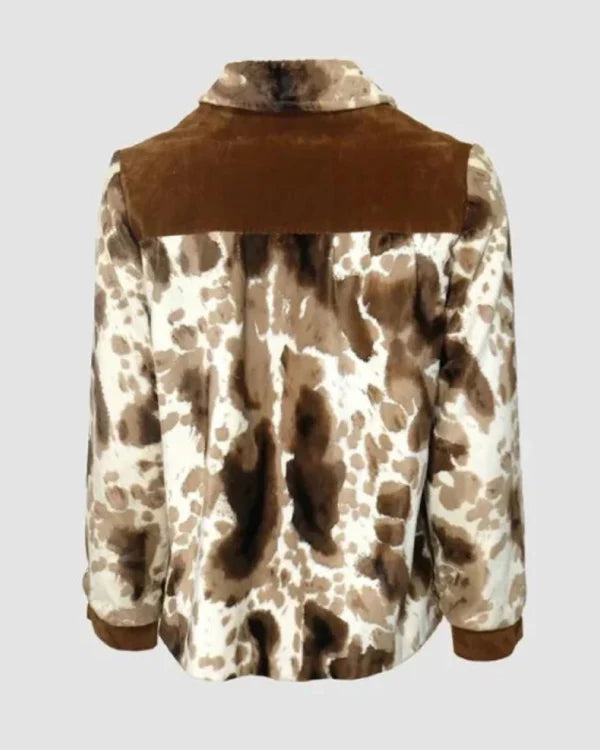 Cowhide Vintage White And Brown Fur Jacket