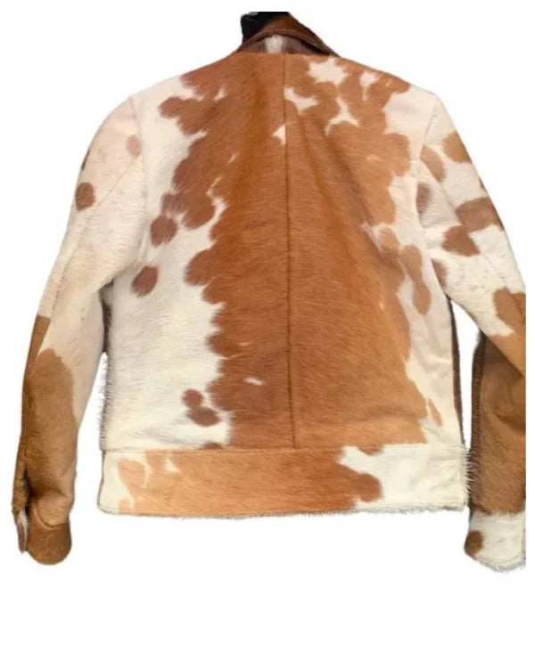 Cowhide White And Brown Fur Jacket