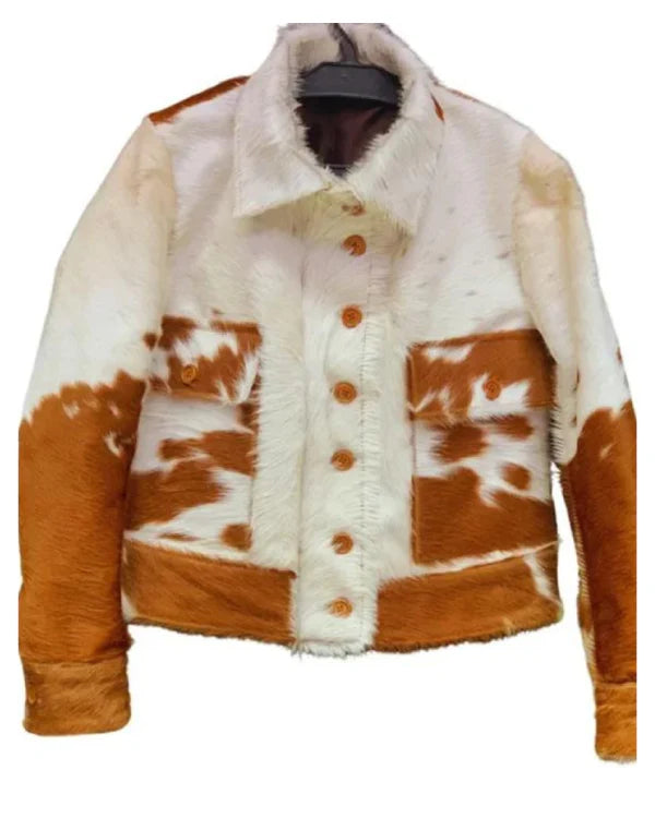 Cowhide White And Brown Fur Jacket