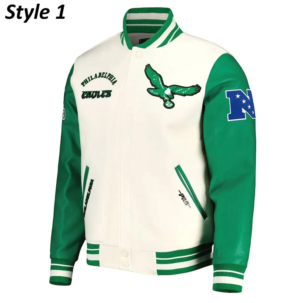 CreamGreenPhiladelphiaEaglesRetroClassicVarsityJacket1