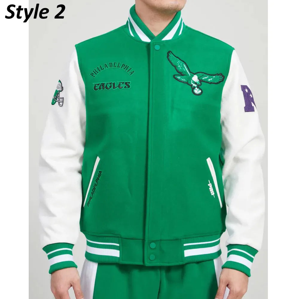 CreamGreenPhiladelphiaEaglesRetroClassicVarsityJacket2