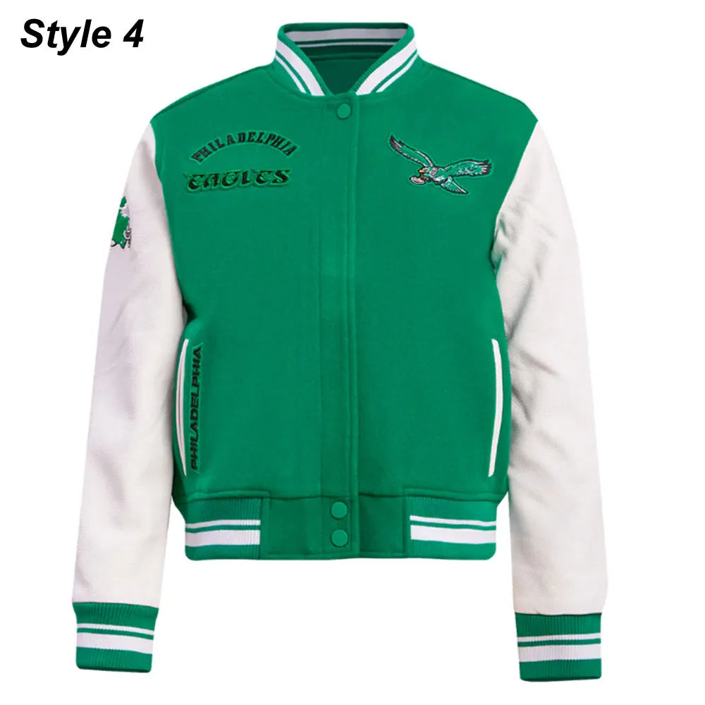 CreamGreenPhiladelphiaEaglesRetroClassicVarsityJacket4