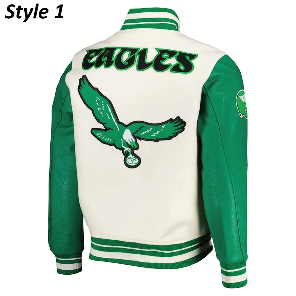 CreamGreenPhiladelphiaEaglesRetroClassicVarsityJacket5