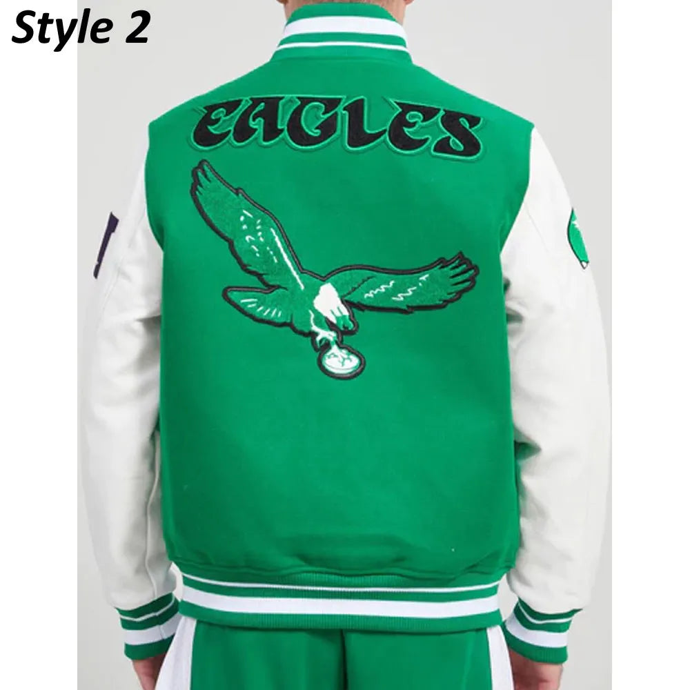 CreamGreenPhiladelphiaEaglesRetroClassicVarsityJacket6