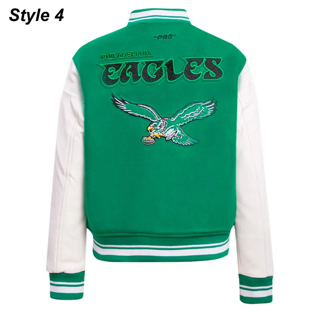 CreamGreenPhiladelphiaEaglesRetroClassicVarsityJacket8