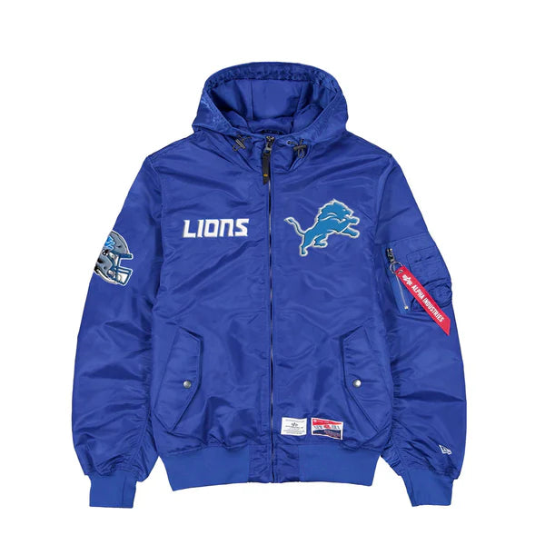 Detroit Lions Newera X Alpha Hooded Bomber Jacket