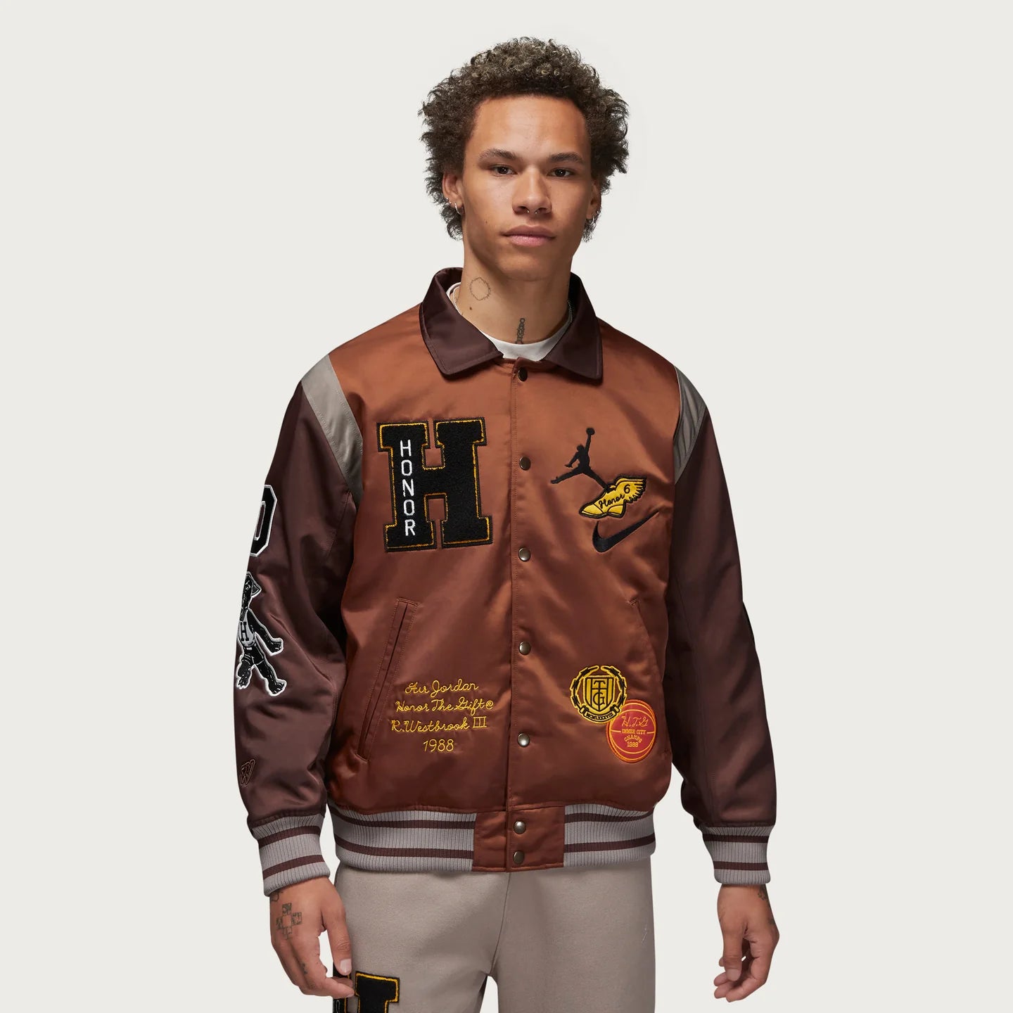 Jordan X HTG Varsity Jacket - Pecan / Moon Fossil