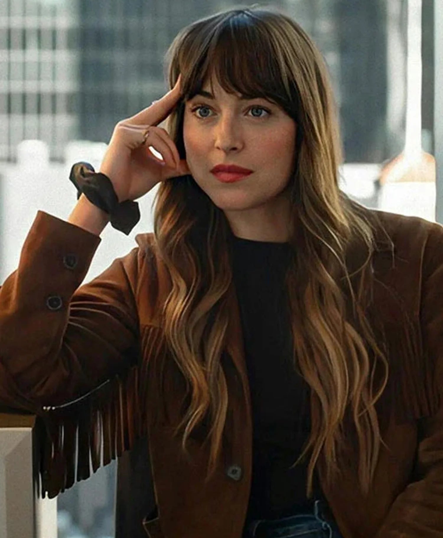 DakotaJohnsonHighNoteSuedeLeatherJackets