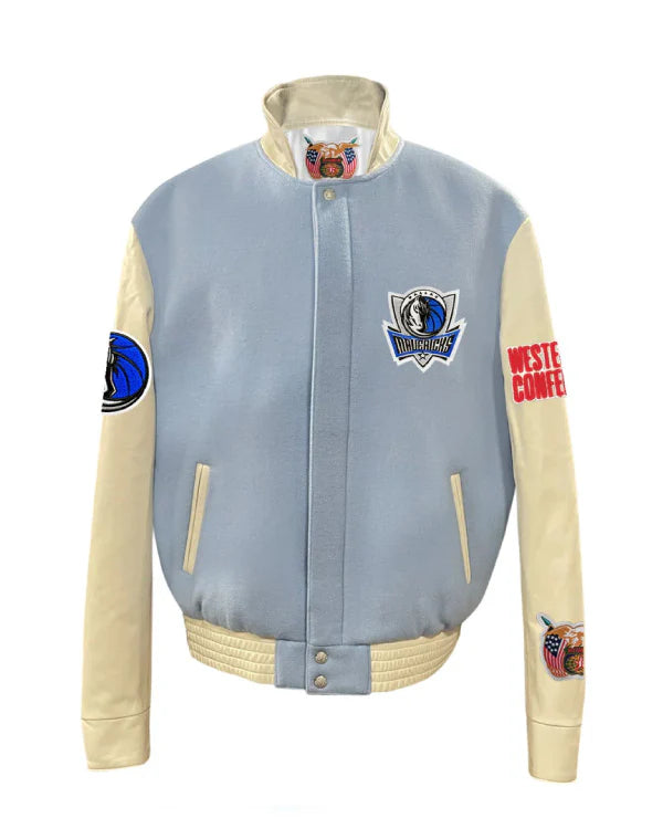 Dallas Mavericks Baby Blue Wool & Leather Jacket