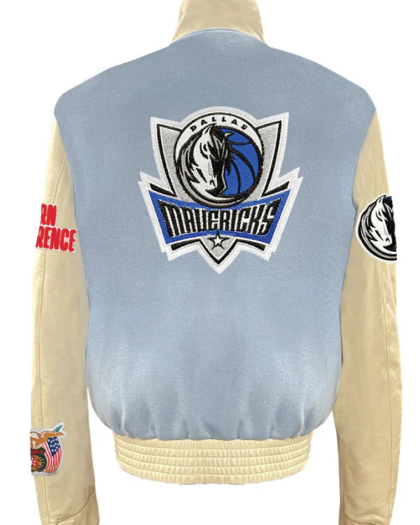 Dallas Mavericks Baby Blue Wool & Leather Jacket