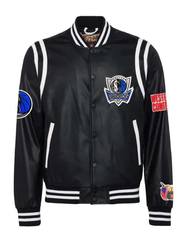 Dallas Mavericks Black/White Vegan Leather Jacket